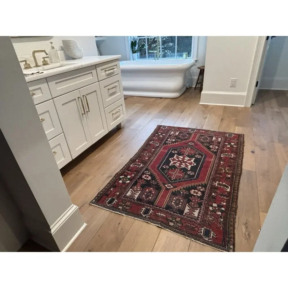 Handmade Vintage Oriental Rug Red Traditional Classic Wool Decor Carpet 39”x5’